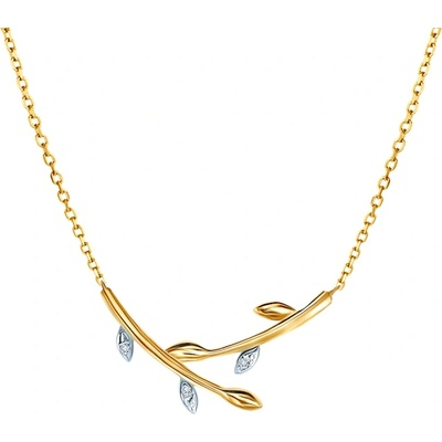 SAVICKI Колие с листо savicki: злато, диаманти