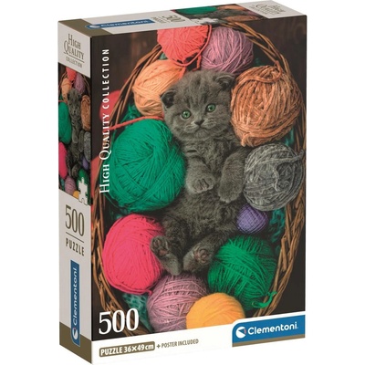 Clementoni Пъзел Clementoni от 500 части - Пухкаво котенце (35617)