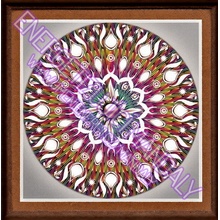 Malý mandalový obraz v dřevěném rámu - Mandala perly pravdy 18x18 cm