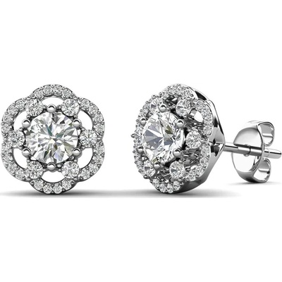 Royal Fashion stříbrné pozlacené náušnice s drahokamem moissanitem ME083