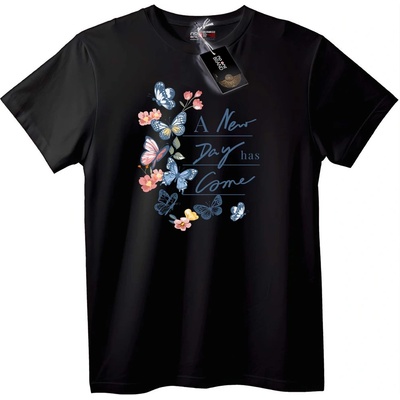 NOONEBRAND Тениска Нов Ден Пеперуди - 2XL, Black