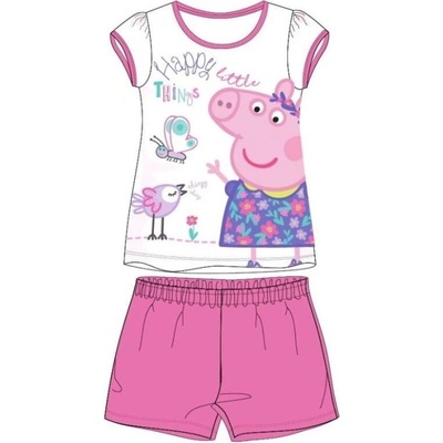 Eplusm Dívčí pyžamo PEPPA PIG motýl a ptáček krátké Šedorůžová