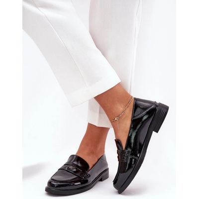 Vinceza Elegantní Lakované Dámské Mokasíny Z Přírodní Kůže černá