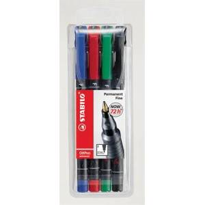 STABILO Комплект маркери за алкохол, 0, 7 мм, STABILO "OHPen F", 4 различни цвята 842/4 (842/4)