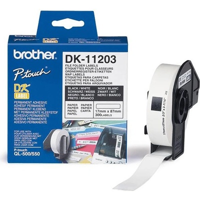 Brother papierové štítky 17mm x 87mm, biela, 300 ks, DK11203, pre tlačiarne rady QL