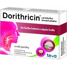 Dorithricin s príchuťou lesných plodov pas.ord. 20 x 0,5 mg/1,0 mg/1,5 mg