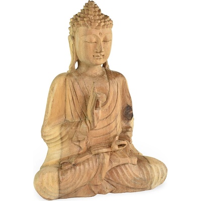 Dřevěná soška Buddha 30 cm natural - Vitarka mudra - učení - var. A