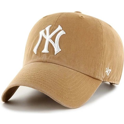 47 brand Памучна шапка с козирка 47 brand MLB New York Yankees в бежово с апликация B-NLRGW17GWS-QLA (B.NLRGW17GWS.QLA)