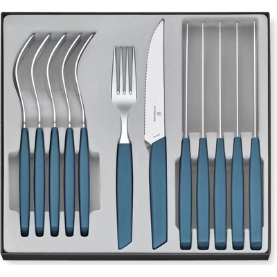 Victorinox Swiss Modern Príborová sada so steakovými nožmi nevädzová modrá 12 ks