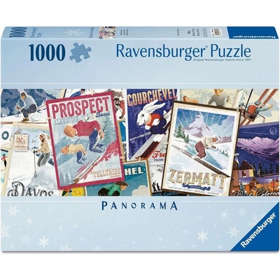 Ravensburger Panoramatické Staré lyžařské plakáty 1000 dílků