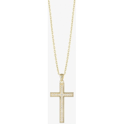 Preciosa Pozlacený stříbrný přívěsek s řetízkem Cross, křížek s kubickou zirkonií Preciosa 5407Y00