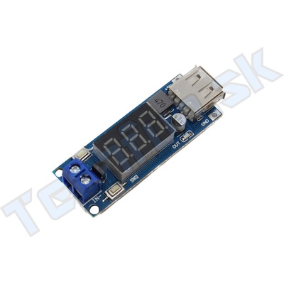 Step-down měnič napětí s USB výstupem 2A/5V s voltmetrem