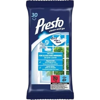 Presto čistiace obrúsky na sklá a zrkadlá 30 ks