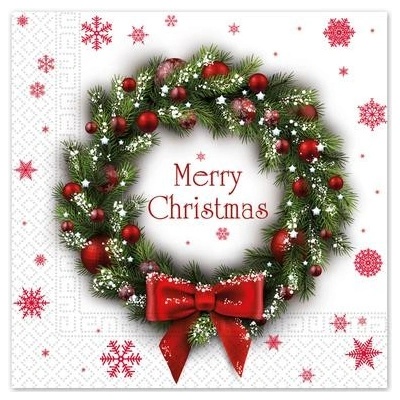 Procos Vianočné papierové obrúsky 3V veniec 33x33cm