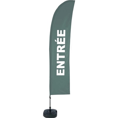 Jansen Display Beach Flag Budget Wind Complete Set Entrance Green French ECO, 1010 x 4305 mm
