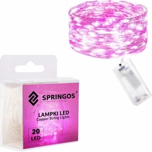 SPRINGOS LED reťaz Nano Duo 2 m 20 LED 2x AA biela ružová