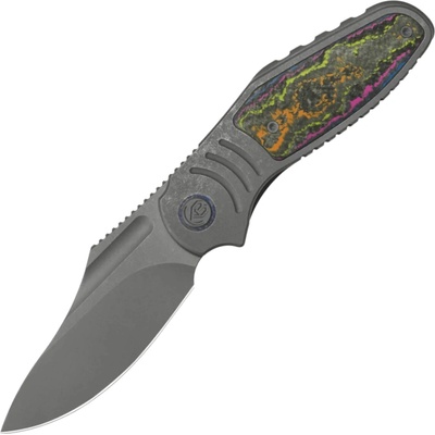 KUBEY Stroller Darkwashed CPM 20CV Blade Darkblast Ti w/ Damtanium CF inlaysLinerlock KB384B