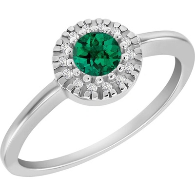 Eppi Zlatý halo prsteň so smaragdom obklopeným diamantmi Vale R40573