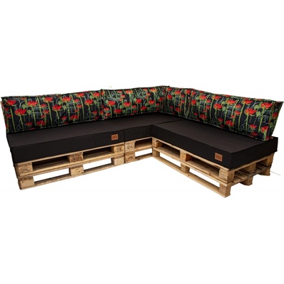 Golden Garden GG09 čierna / mak 3ks 120/80/15 + 3ks x 120cm/40cm/15cm + 1ks 60/40/15