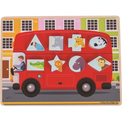 Bigjigs vkládací puzzle Autobus se zvířátky