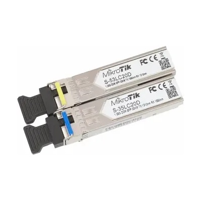 MikroTik Оптичен модул MikroTik S-3553LC20D, 1.25G SFP, SM, 20km 1310nm/1550nm, 2бр (S-3553LC20D)