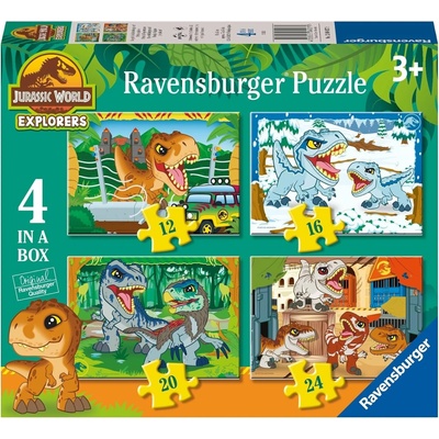 RAVENSBURGER Jurský svět Objevitelé 4v1 12,16,20,24 dílků