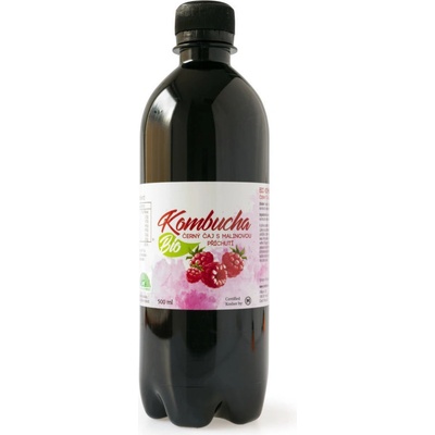 Stevikom BIO Kombucha Čierny čaj s príchuťou maliny 0,5 l