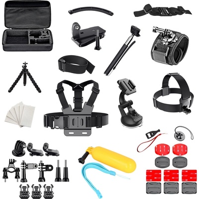 IZMAEL Sada príslušenstva 50 v 1 pre športové kamery GoPro SJCAM Čierna KP18563