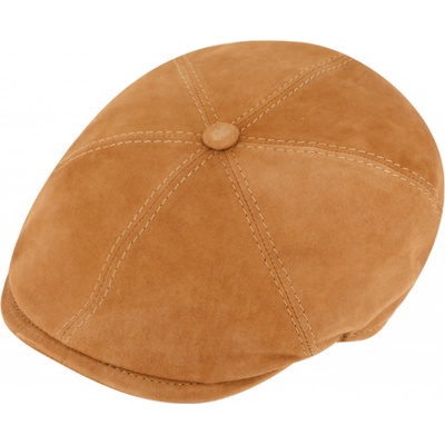 Fiebig Headwear since 1903 kožená 6-dílná bekovka s podšívkou béžová