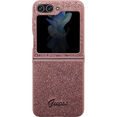 GUESS Гръб Guess PC/TPU Glitter Flakes Metal Logo Case за Samsung Galaxy Z Flip 5 - Розов