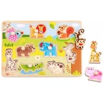 Tooky Toy Tooky Toy: Дървен пъзел с дръжки, 9 части - Диви животни (TY857)
