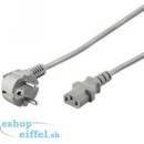 PremiumCord napájecí kabel 240V, délka 2m CEE7 pravoúhlýIEC C13 šedý