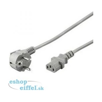 PremiumCord napájecí kabel 240V, délka 2m CEE7 pravoúhlýIEC C13 šedý