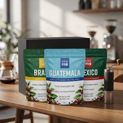 KávaPRO Dárková degustační sada Amerika mletí moka 3 x 250 g