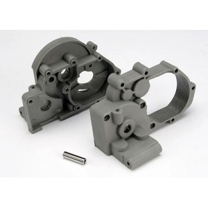 Traxxas Gearbox halves (l&r) (grey) w/ idler gear shaft, TRX3691A (TRX3691A)
