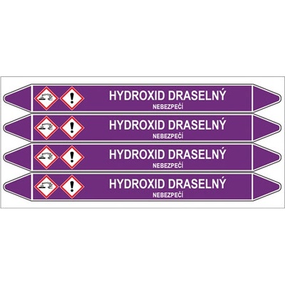 Značení potrubí, hydroxid draselný,4 ks, 250 × 26 mm PZ 007197