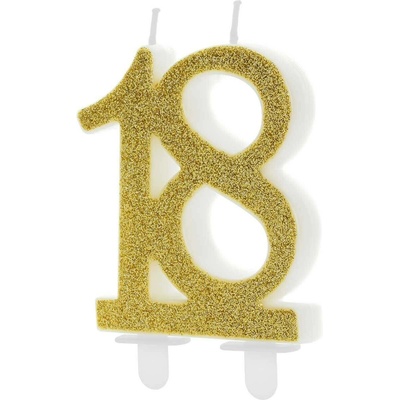 PartyDeco svíčka zlatá číslo 18