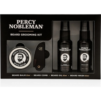 Percy Nobleman Beard Care šampón na bradu 30 ml + olej na bradu 30 ml + vosk na fúzy 20 ml + hrebienok na fúzy darčeková sada
