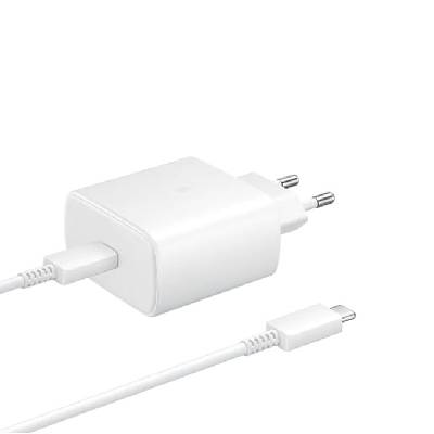 Зарядно устройство Samsung Travel Adapter (EP-TA845XWEGWW), от контакт към USB-C (ж), 45W, бяло (EP-TA845XWEGWW)