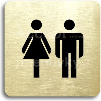ACCEPT Piktogram WC ženy, muži - zlatá tabulka - černý tisk bez rámečku