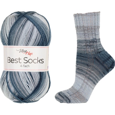 Vlna-hep Příze Best socks 7404 černo-šedá