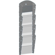 Corping Nástěnný plastový zásobník na prospekty - 1 x 4 A5, šedý