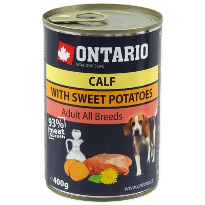 ONTARIO Can Mini Calf, Sweetpotato, Dandelion and linseed oil - консерва за куче с телешко, сладки картофи, глухарче и ленено масло 400 гр, Чехия 214-2017