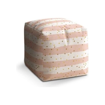 Sablio Taburet Cube Pruhy a zlaté tečky: 40x40x40 cm