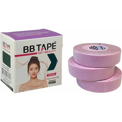 BB Tape Face tejp na obličej, růžová cherry 5 m x 1,7 cm 3 ks