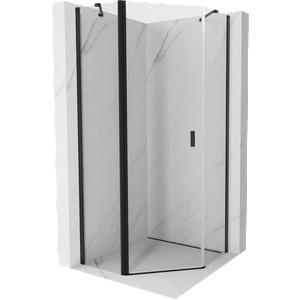 Mexen Mist петстранна душ кабина отваряема 90 x 90 см, прозрачна, черна - 8A8-090-090-70-00 (8A8-090-090-70-00)