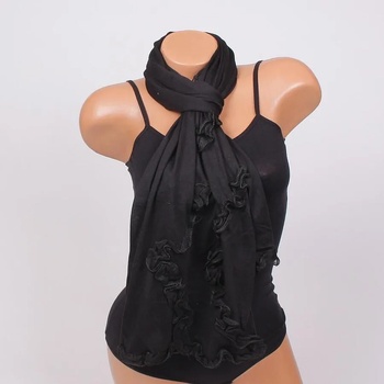 Image 1 of Дамски шал в черно с къдри