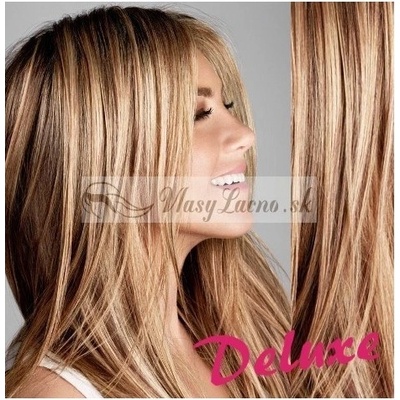 DELUXE melírované prírodná / svetlejšia blond Clip in vlasy na predĺženie 50-53 cm