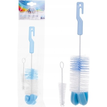 Canpol babies kefa na čistenie fliaš s hubkou zelená/modrá