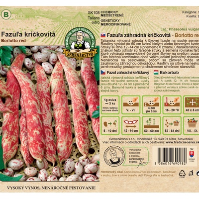 Fazuľa záhradná kríčkovitá Borlotto red, CS_ B, bal._ 20 s.g